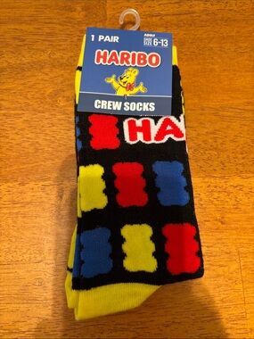 NEW! CRAZY UNIVERSE ~ HARIBO Gummy Bears CREW SOCKS ~ SHOE SIZE 6-13